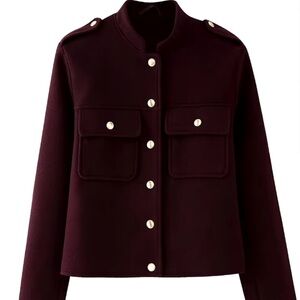 2024 autumn casual slimming solid color pocket decoration short jacket